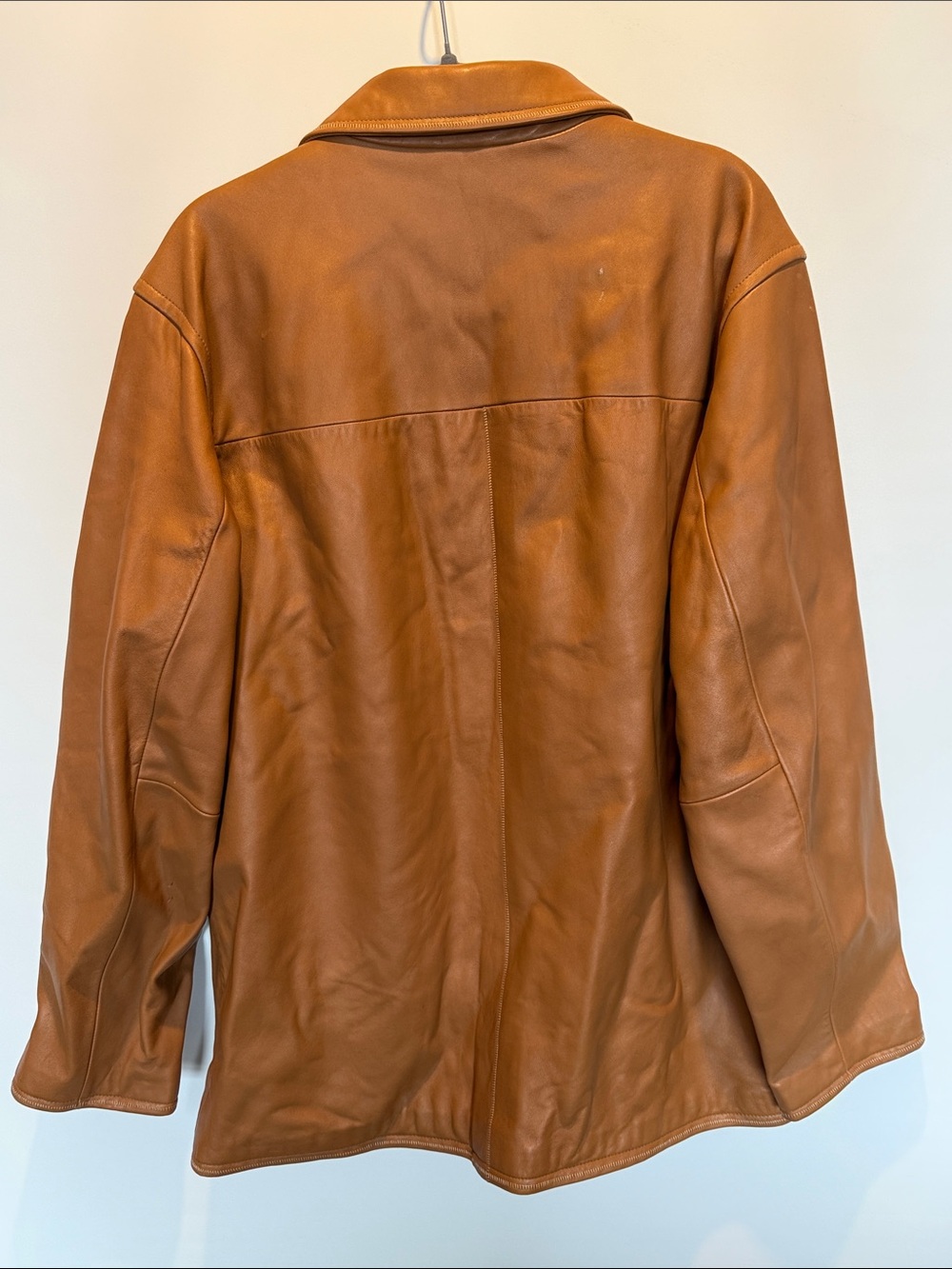 Wilsons Leather Pelle Studio Men's Cognac Leather Zip-Up Jacket Large - Picture 5 of 9